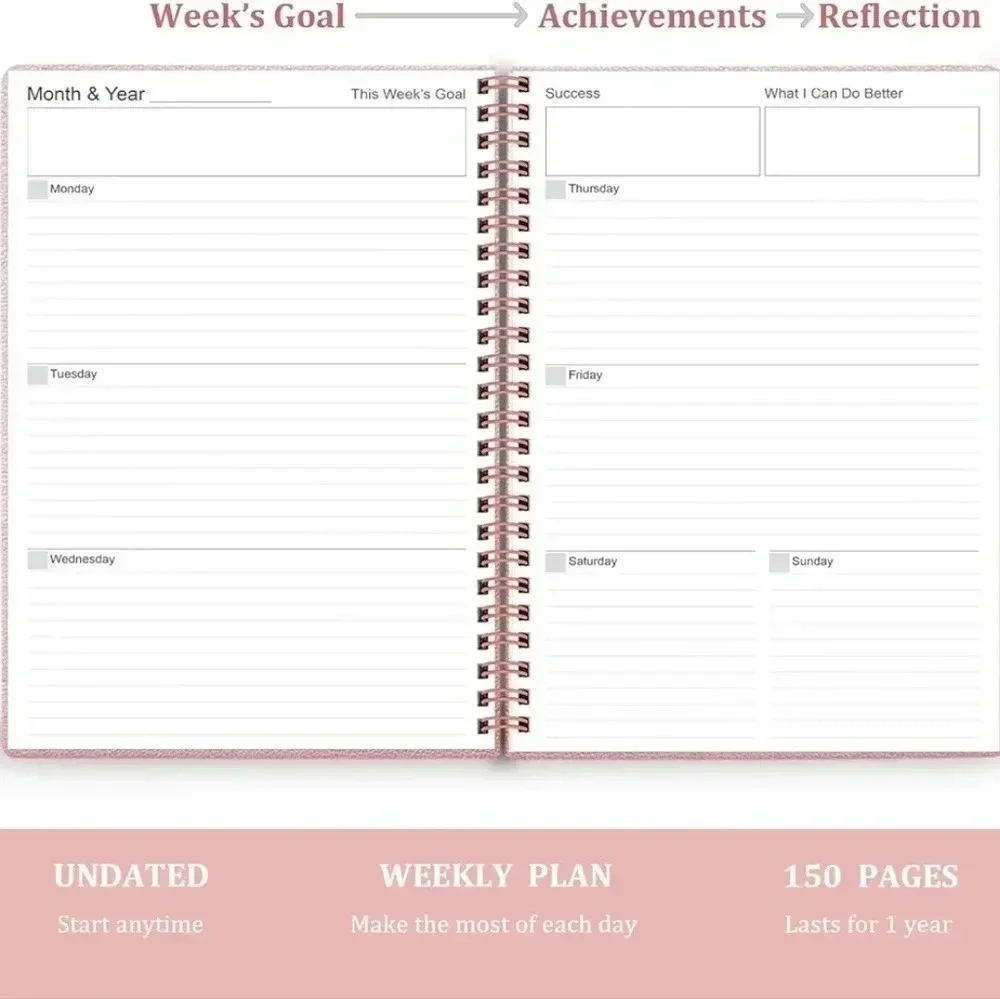 Cheericome Undated Planner for 2024 or Any Year - Undated Weekly Monthly Planner